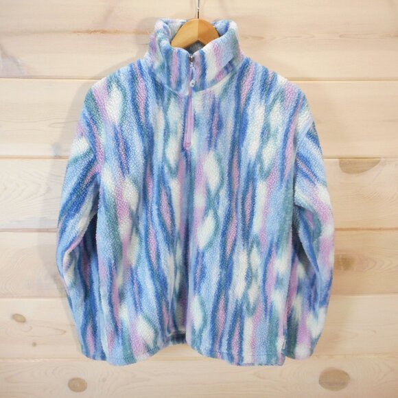 Eddie Bauer Women's size M Plush Fleece Pullover Sweater 1/4 Zip Cozy Pastel - Picture 1 of 11